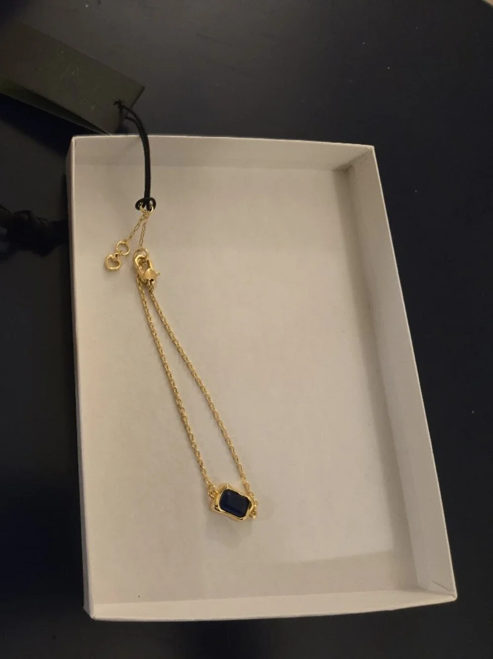 NWT Kate Spade Molten Glass Cubic Zirconia Solitaire Bracelet Dark Blue